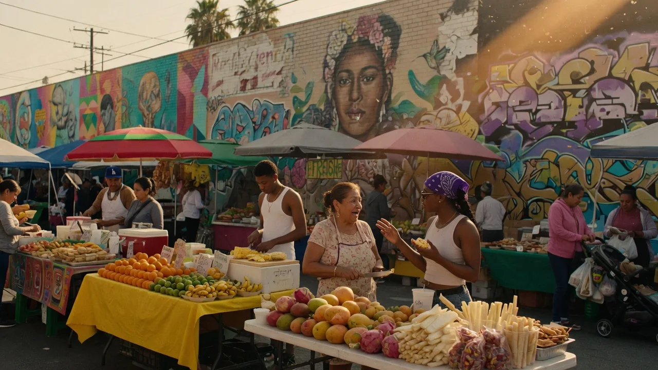 Neighborhood market scene